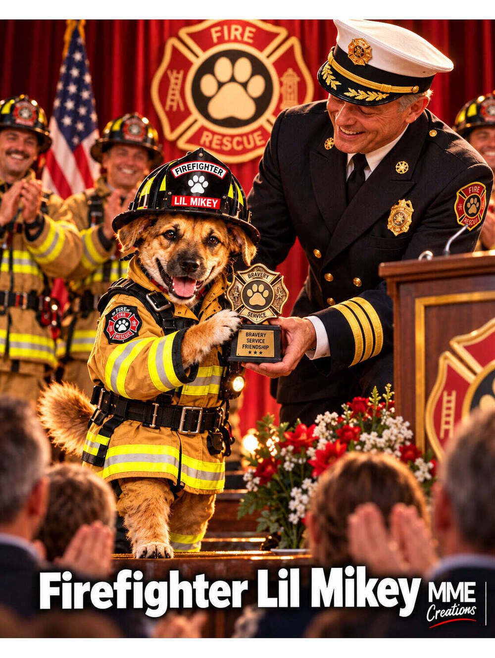 4854 Pet Pics Turn Your Dog Into a Firefighter –Award Custom 8x10 Print